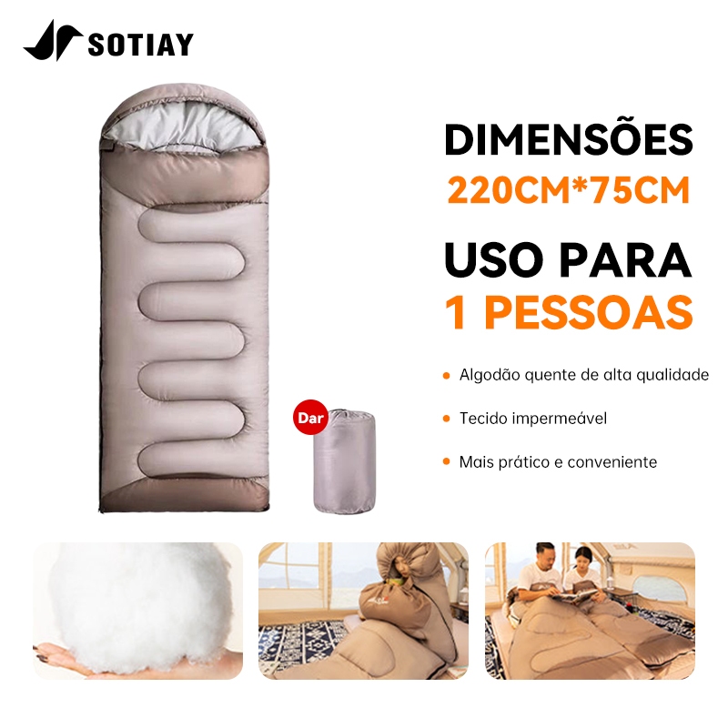 Saco de Dormir Térmico Solteiro Ultralight 1,5kg – Lavável à Máquina, Tecido 190T Impermeável, -1,5ºC a -3,5ºC para Camp em Oferta na Shopee