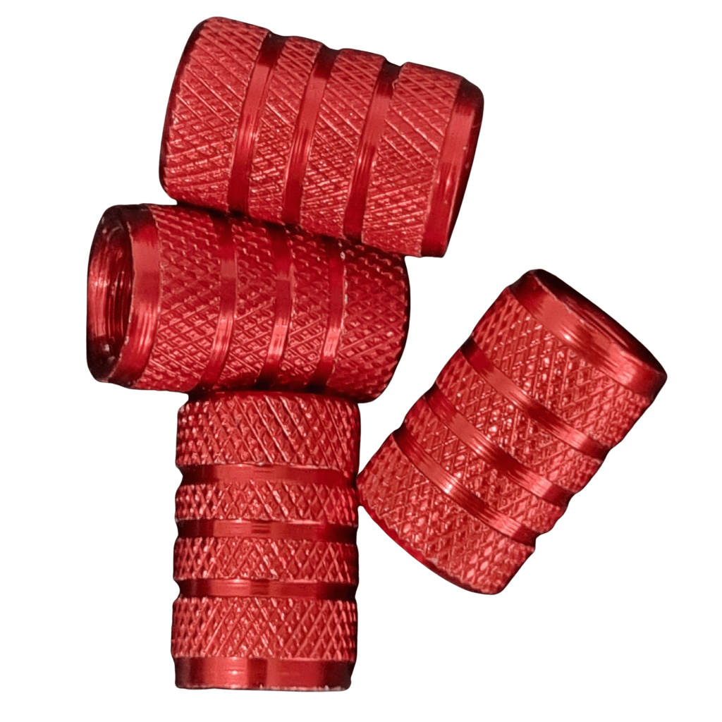 Tampinha Válvula Bico Pneu Carro Moto Patinete Bicicleta Cor Vermelho Alumínio Anodizado Universal