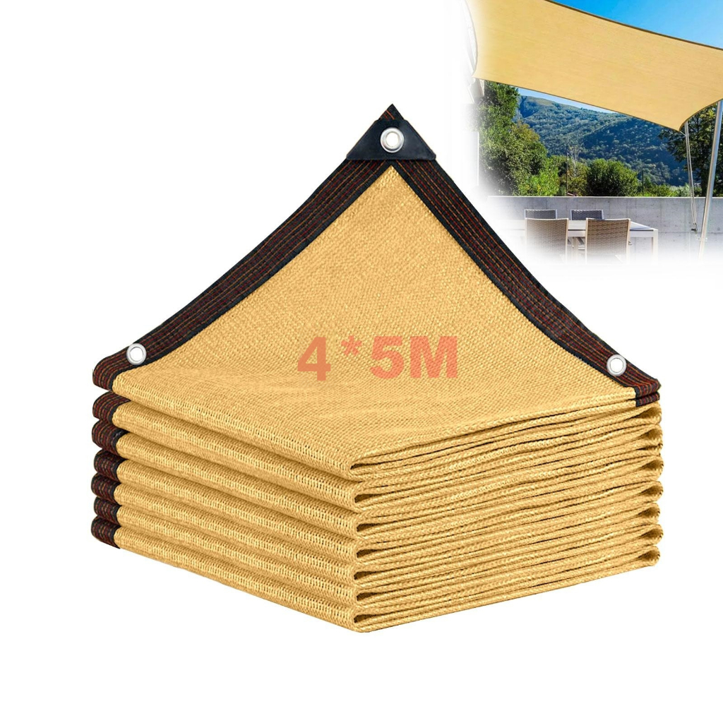 Tela Sombrite 90% 4x5m para Sombreamento/Toldo Garagem, Bainha Reforçada com Ilhós Metálicos