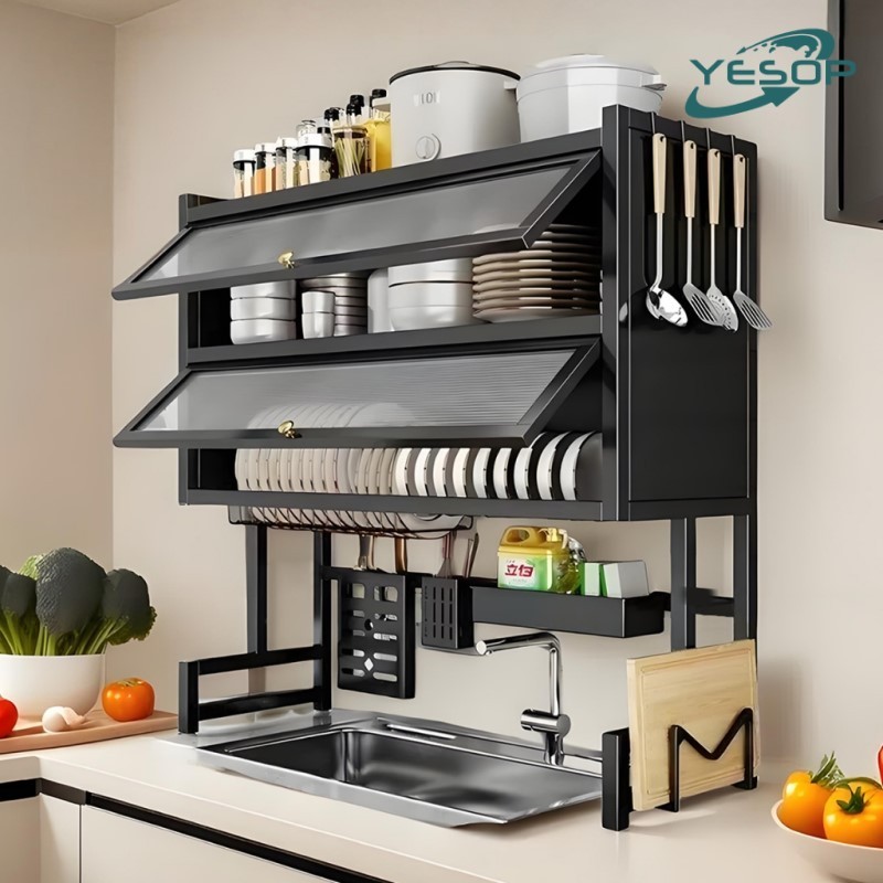 YESOP Escorredor De Louça Sobre Pia 3 Camadas Com Porta Organizador Modular Cozinha em Oferta na Shopee