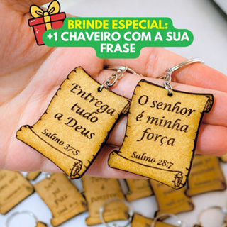 Chaveiros com versículos Bíblico SORTIDOS lembrancinhas cristã + BRINDE 1 CHAVEIRO COM SUA FRASE PERSONALIZADA em Oferta na Shopee