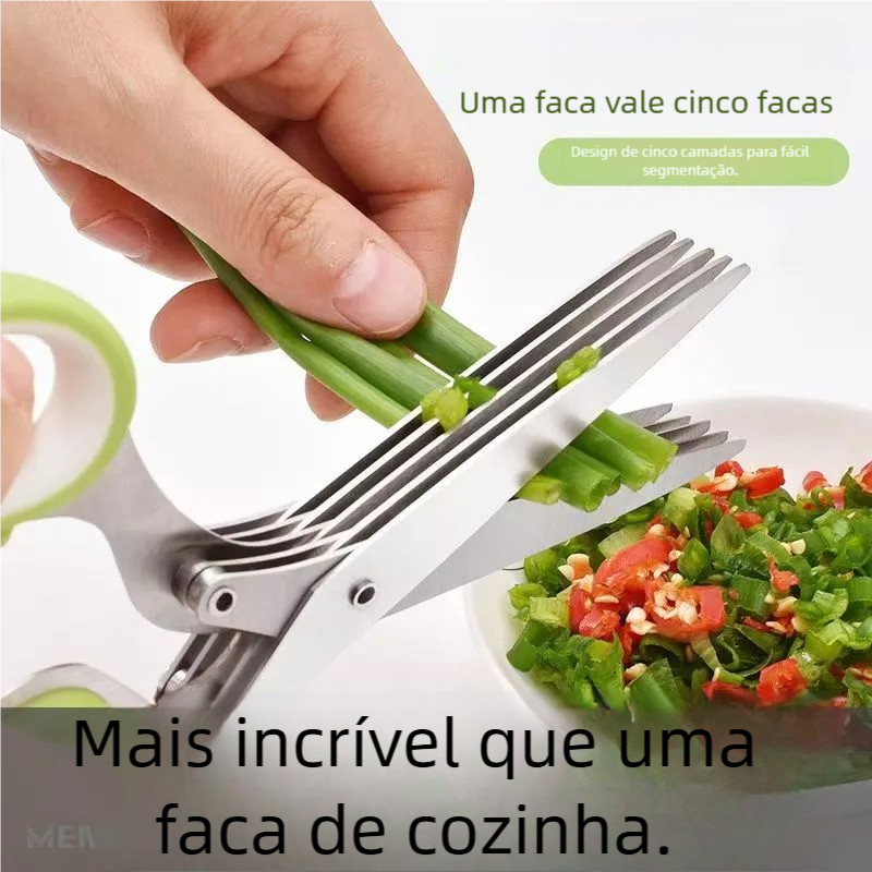 Tesoura com 5 Lâminas de Picotar - Alimentos, Temperos e Papel Versátil