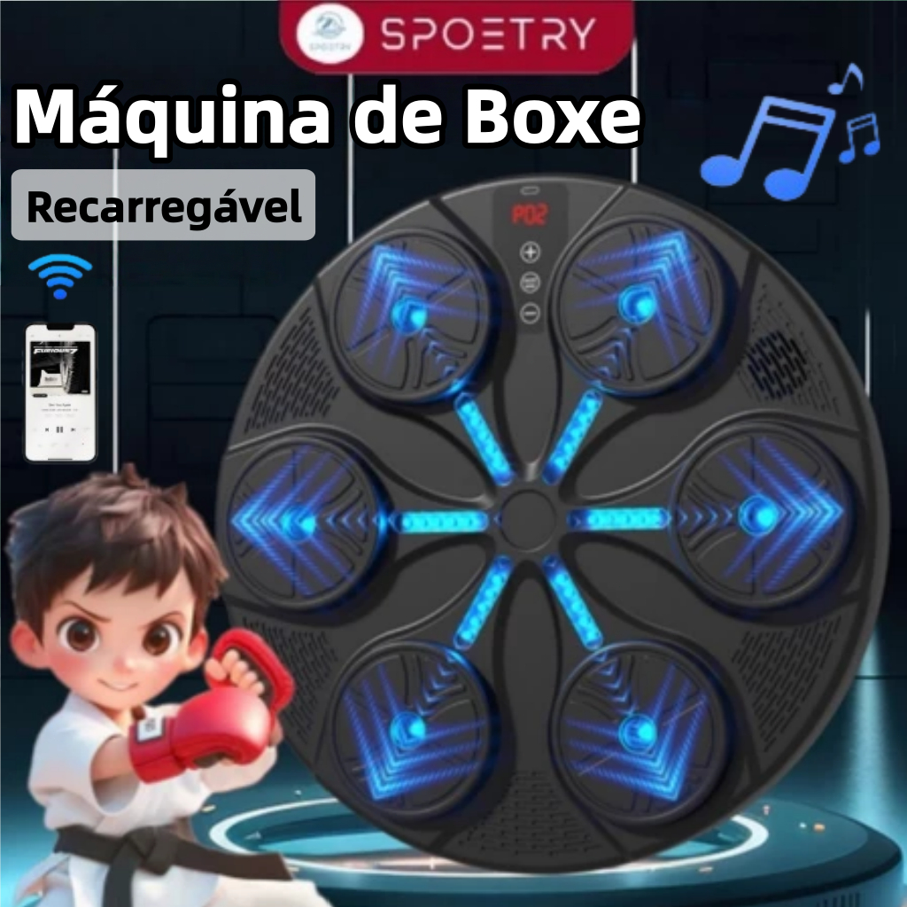 Máquina de Boxe Inteligente Música em Casa Bluetooth Recarregável Treine Soco Agilidade Exercício Físico