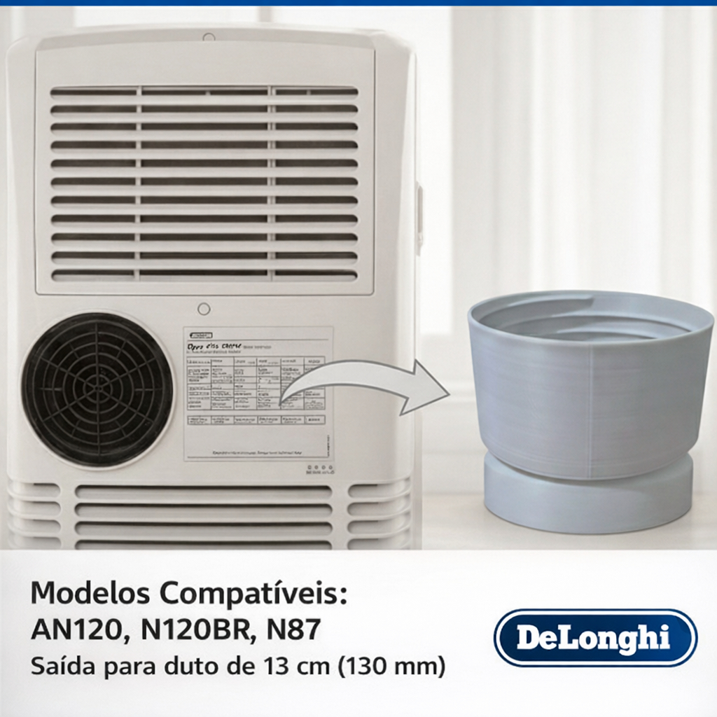 Adaptador Exaustão Ar Condicionado Portátil DeLonghi Pinguino AN120 AN130 N80 N90 p/ Duto 13