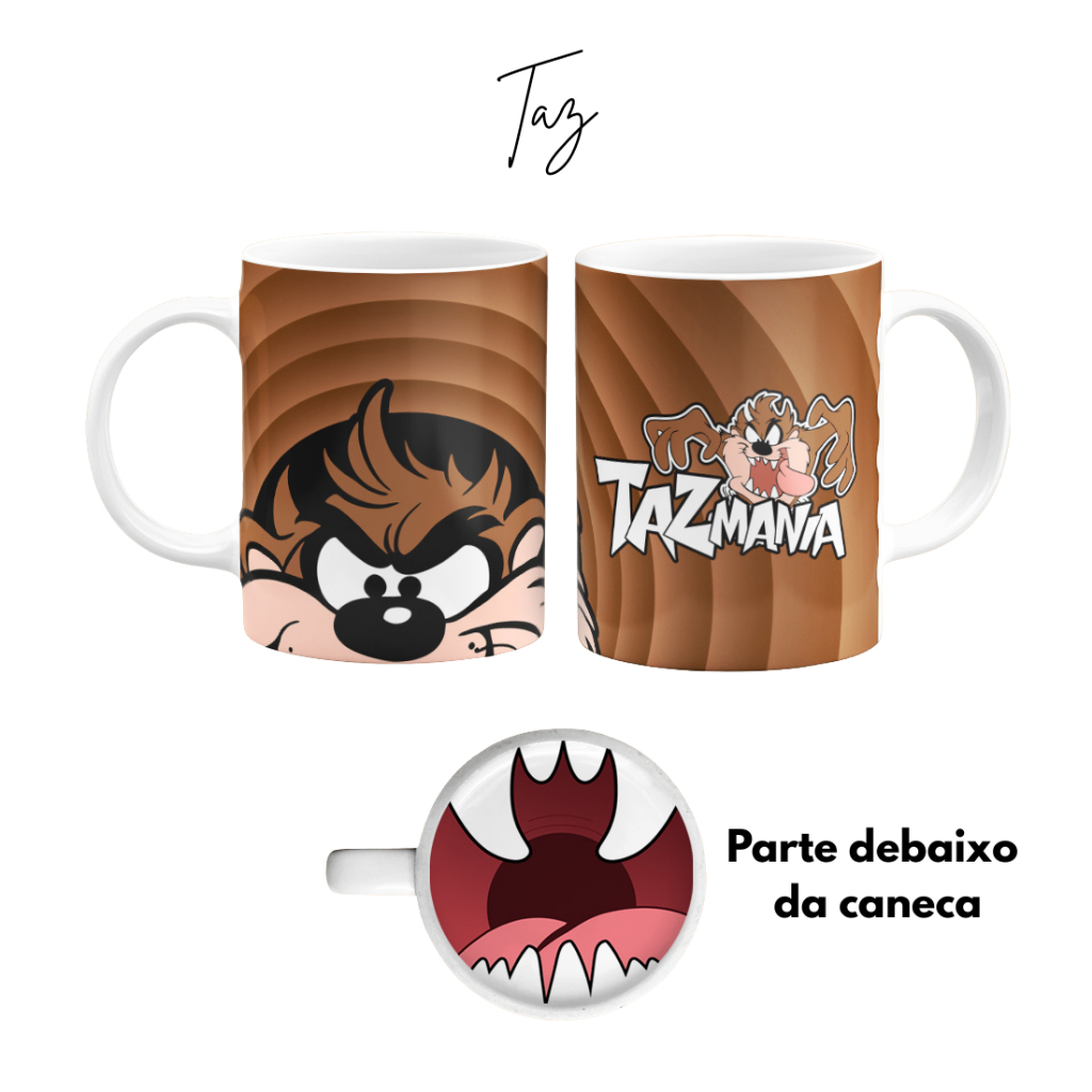 Caneca Taz, Bart Simpson, Homer Simpson e Minion com Bocão Surpresa – Presente Criativo