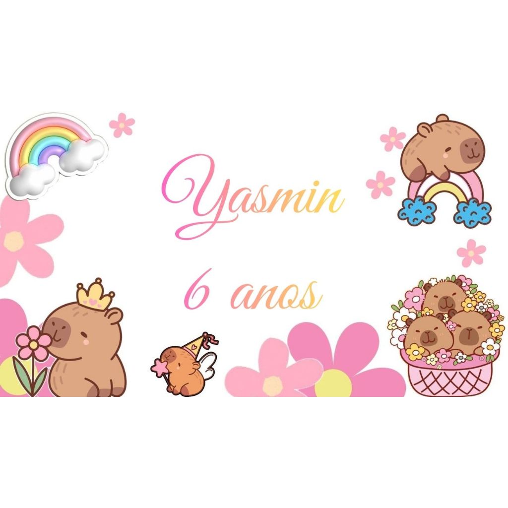 Painel Capivara Festa Personalizado - Quadro Decorativo em mdf - medida 60x40cm - Vinil
