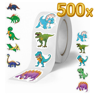 Rolo De 500x Stickers Dinossauro Coloridos Festas E Escola em Oferta na Shopee