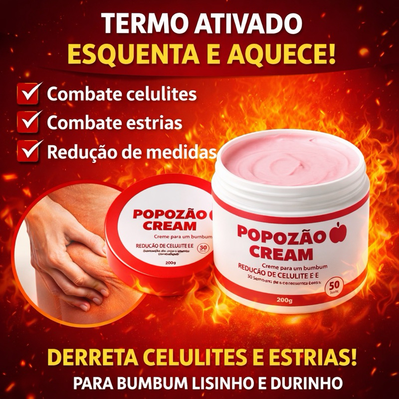 popozao cream 200g – Creme Firmador e Anticelulite para Bumbum | Aumenta a Firmeza | Efeito Aquecimento Controlado em Oferta na Shopee