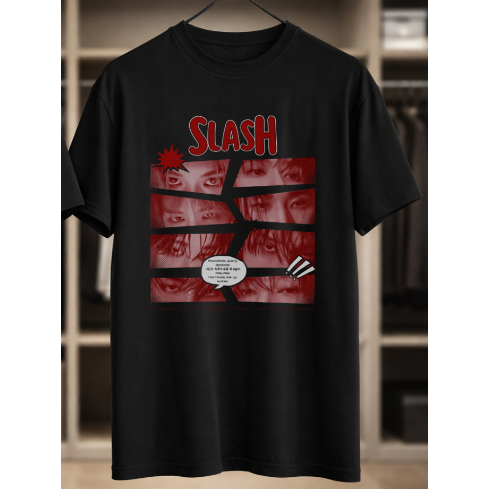 Camisa Camiseta T-shirt Kpop Estampa Slash Stray Kids Skz 100% Algodão Streetwear Feminina Masculina em Oferta na Shopee