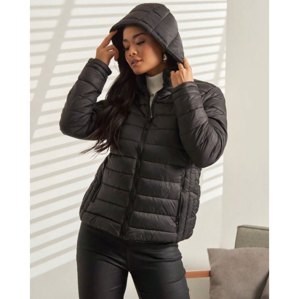 Bobojaco Jaqueta Puffer Feminina Moda Inverno Quentinha