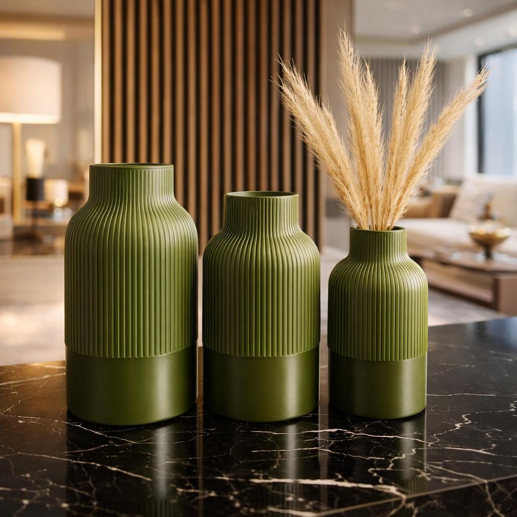 Kit 3 Vasos Decorativos Modernos  Design Elegante para Decoração Sala e Aparador