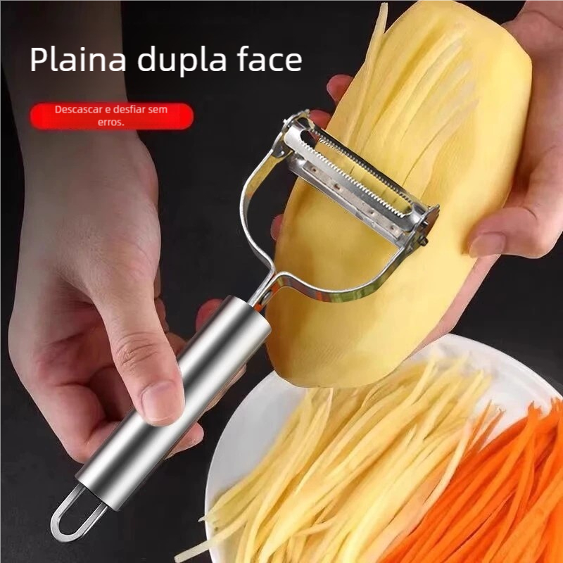 Descascador INOX Legumes Frutas Dupla Lâmina Móvel 2 Em 1/Descascador De Legumes Verduras Frutas promoção