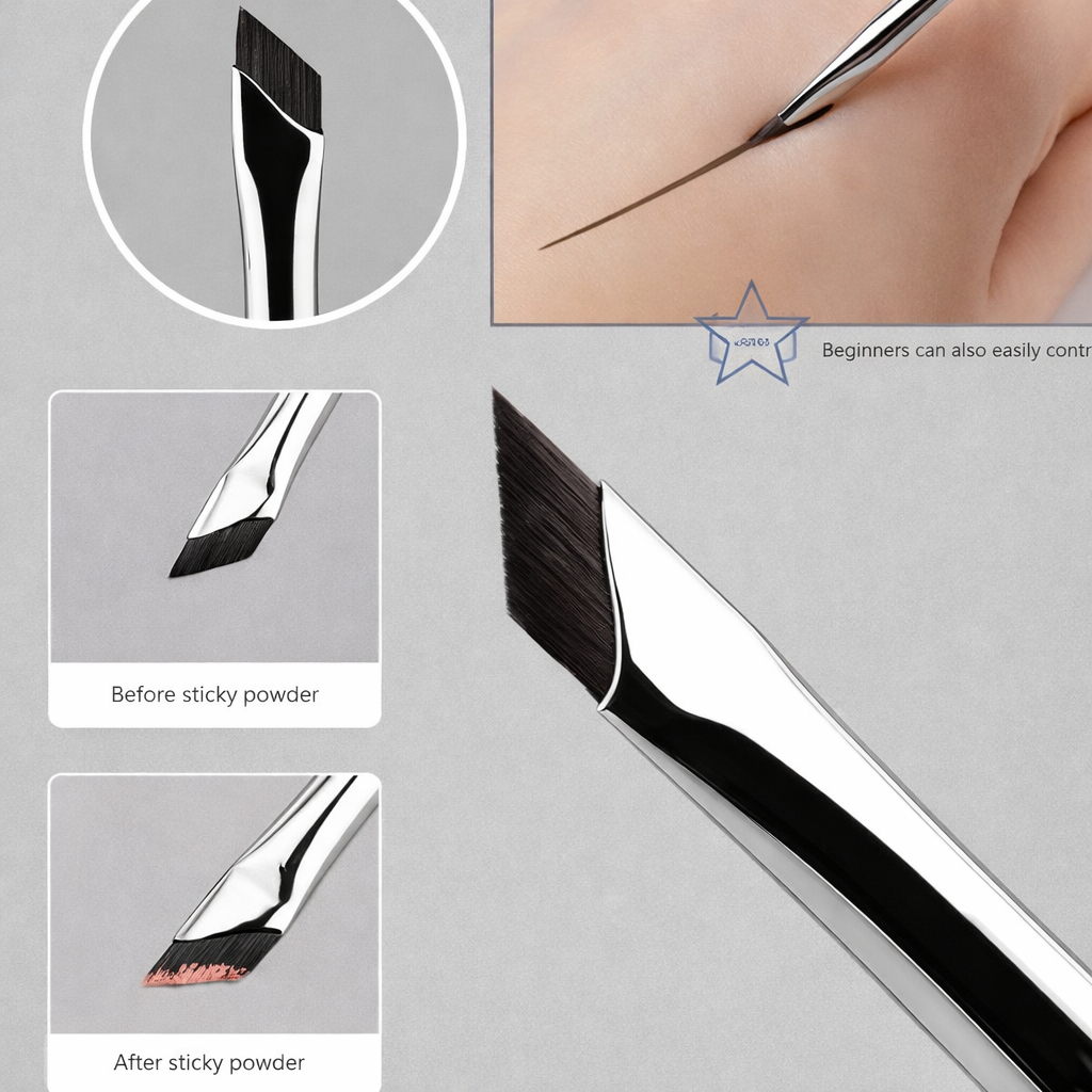 2 Pincéis Ultrafinos para Sobrancelha com Design Aprimorado, perfeitos para delineador em lâmina, maquiagem