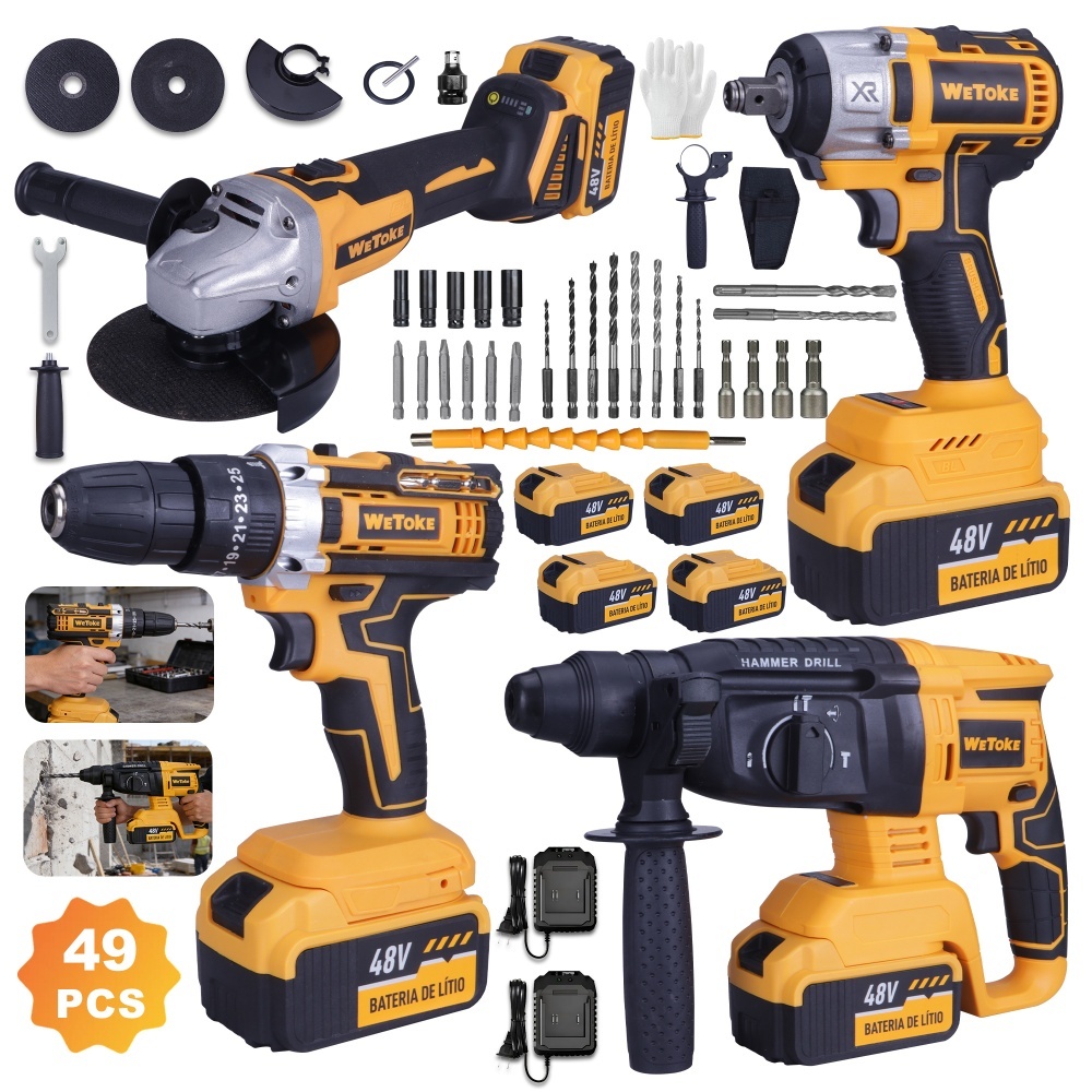 Kit 4 Em 1 Furadeira Esmerilhadeira Martelo Chave De Impacto em Oferta na Shopee