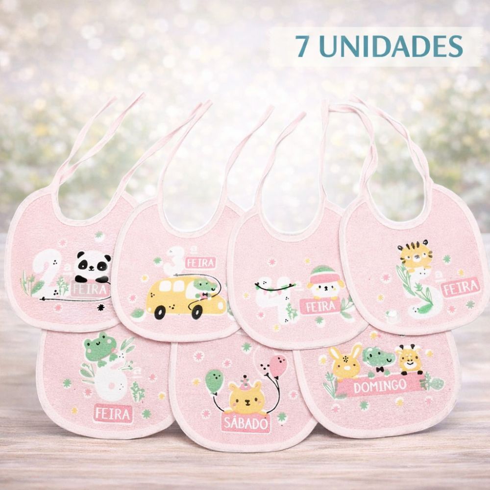 Babador Semaninha Plastificado 20x19cm 7 UN Menina Infantil
