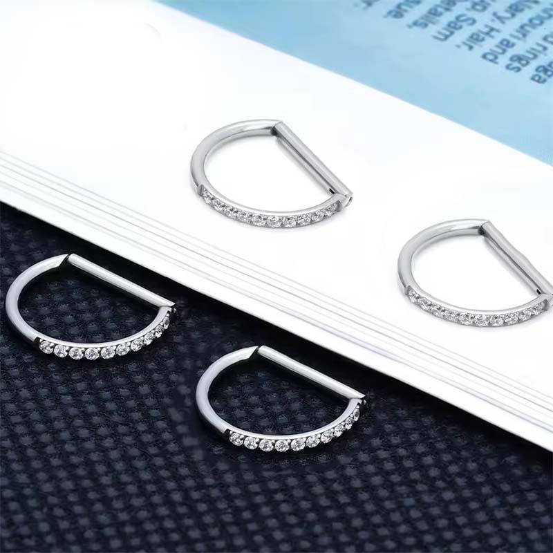 Piercing Meia Argola D-ring Titânio Zircônia Segmento Articulado Nariz, Tragus, Septo, Hélix em Oferta na Shopee