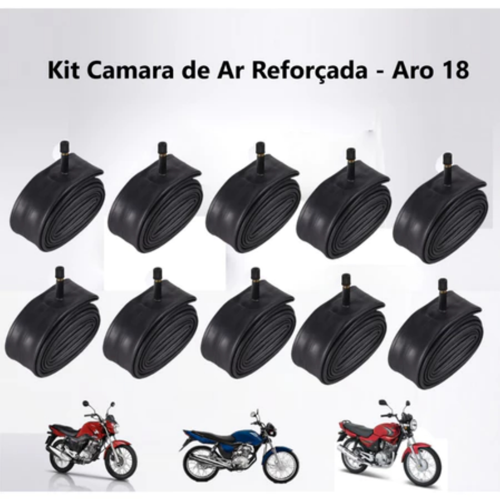 Kit 10 Câmaras de Ar Pneu Aro 18 Para Moto CG TITAN FAN Para 275/300-18 125/150