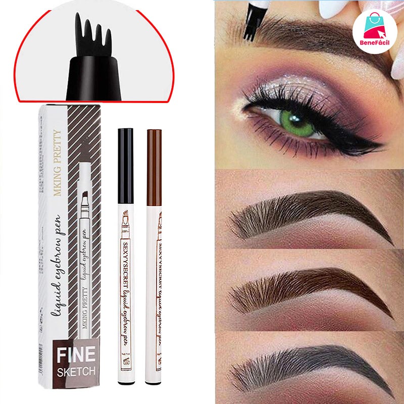 Caneta de Sobrancelha A Prova de água Profissional Fio a Fio Fino 4D Ponta De Garfo-Lápis para Sobrancelhas-Preto/Marrom