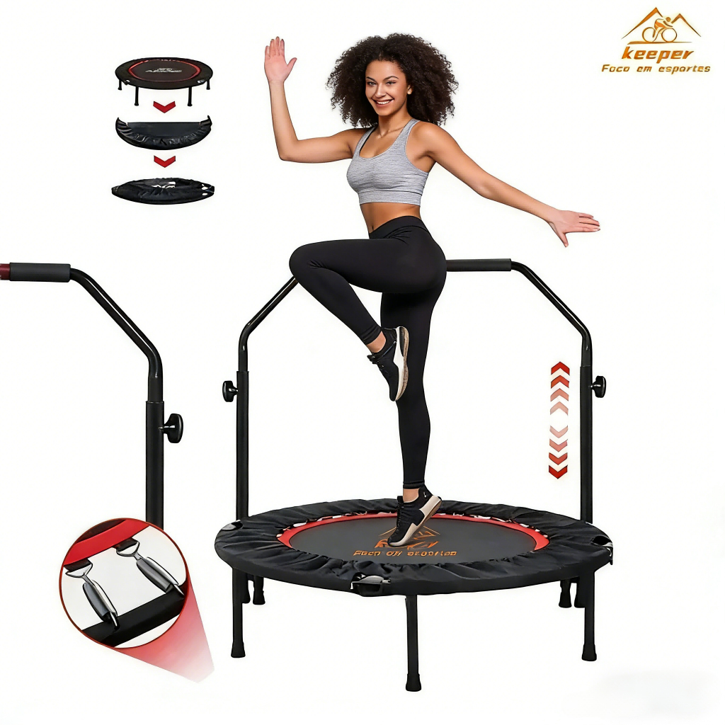 Mini Trampolim Keeper 250kg, Para Exercícios em Casa, 24 Molas Fortes, Condicionamento Físico em Oferta na Shopee