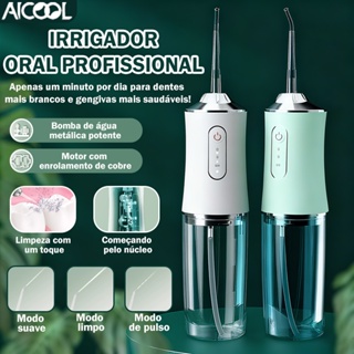 AICOOL Irrigador bucal portátil Jato potente 200ML Três modos ajustáveis em Oferta na Shopee