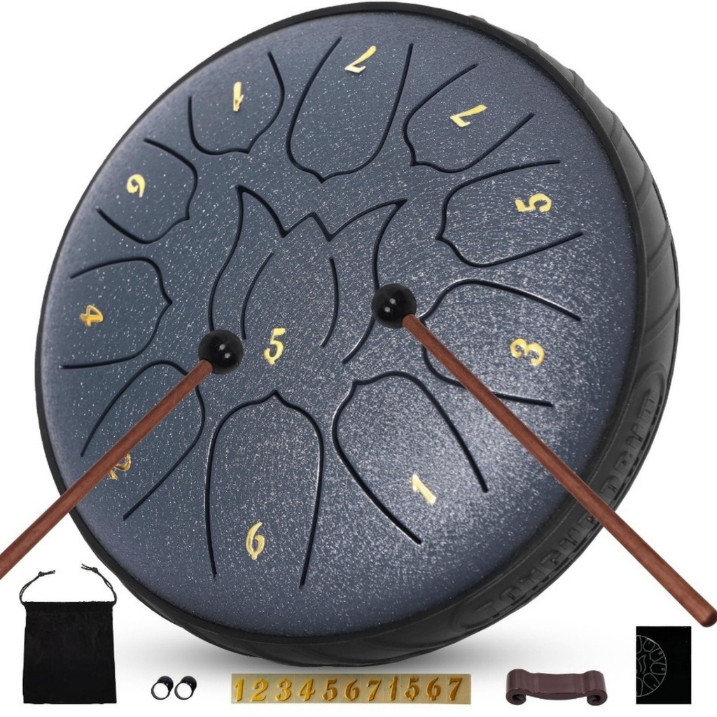 Tambor de língua de aço de 15 cm: 11 notas Tambor de chuva Percussão de aço Tambor de língua manual com partitura Martel