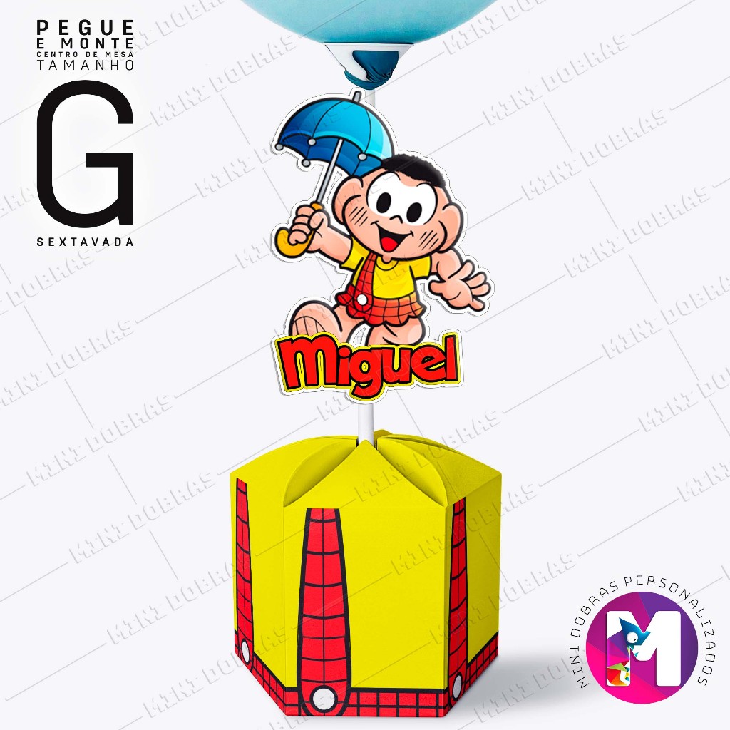Centro de Mesa CASCÃO - Caixa Sextavada - Tamanho G - Personalizado (PEGUE E MONTE)