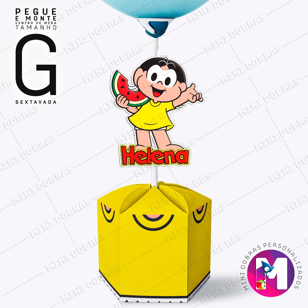 Centro de Mesa MAGALI - Caixa Sextavada - Tamanho G - Personalizado (PEGUE E MONTE)