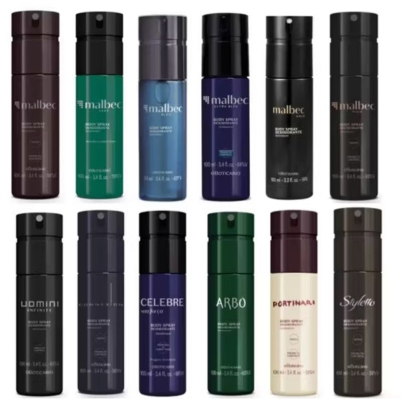 Body Spray Boticário Masculino Portinari Egeo Blue Uomini Quasar Deep Blue Clash Malbec Ultra Bleu Malbec Vert 100ml