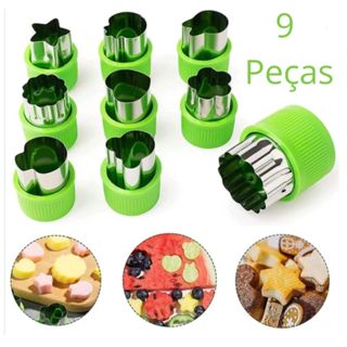 Cortador de Frutas Massas e Vegetais 9 Peças Formatos Divertidos em Oferta na Shopee