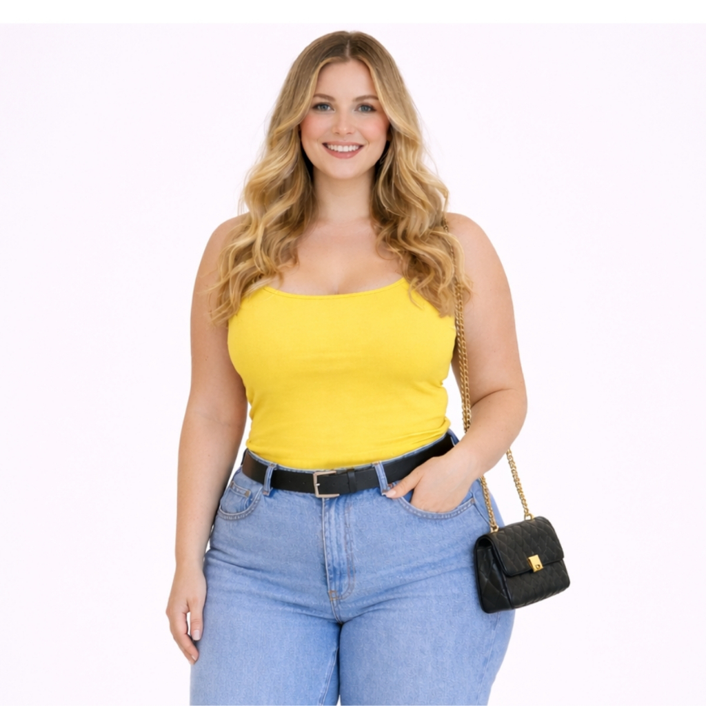 Blusa Regata Plus Size Alça Fina em Visco Lycra Leve Macia e Confortável para o Dia a Dia 3026.C2