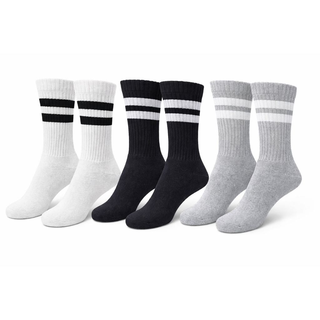 Kit 3 pares Meias Cano Alto Modernas com Conforto e Durabilidade em Algodão Esportivo em Oferta na Shopee