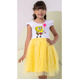 Vestidos Bob esponja temáticos infantil aniversário super luxo festa Bob esponja (com manga) em Oferta na Shopee