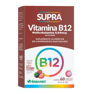 SUPRA Vitamina B12 METILCOBALAMINA Sabor Frutas Vermelhas 60 Comprimidos Mastigáveis- HERBAMED em Oferta na Shopee