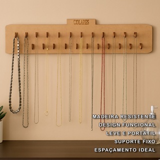 Porta Colar 24 Ganchos Organizador De Colar E Pulseira Pendurar Parede Expositor De Joias Bijuterias Prático Resistente em Oferta na Shopee