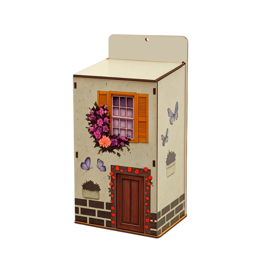 Puxa Saco De Parede Mdf Casinha Organizador De Sacolas Plasticas Cozinha Decorativo Lavanderia Adesivado 31cm Resistente