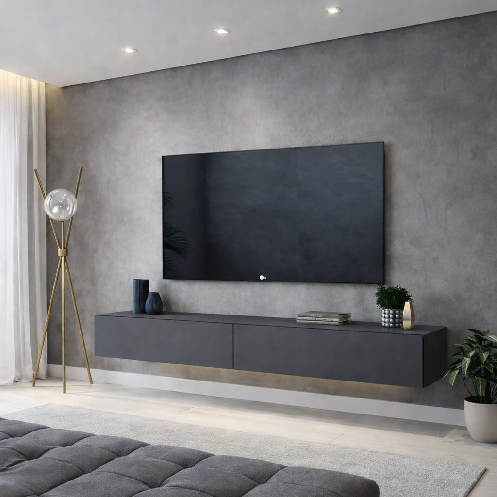 rack para sala com 2 gavetas suspenso de parede tv até 50 a 55 polegadas em Oferta na Shopee