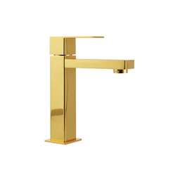 Torneira Banheiro Dourada Quadrada Baixa Moderna Aço Inox 304 Linha Super Luxo