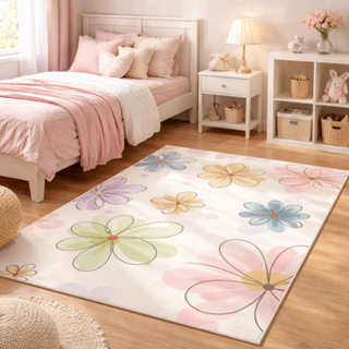 Tapete Decorativo Infantil 118x70cm Antiderrapante Sala, Quarto e Escritório Flores Rosa em Oferta na Shopee