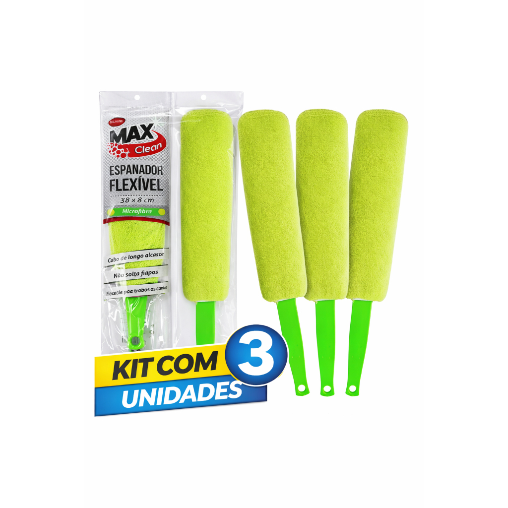 Espanador De Pó Em Microfibra Flexível Lavável E Não Risca Limpeza Domestica Multiuso