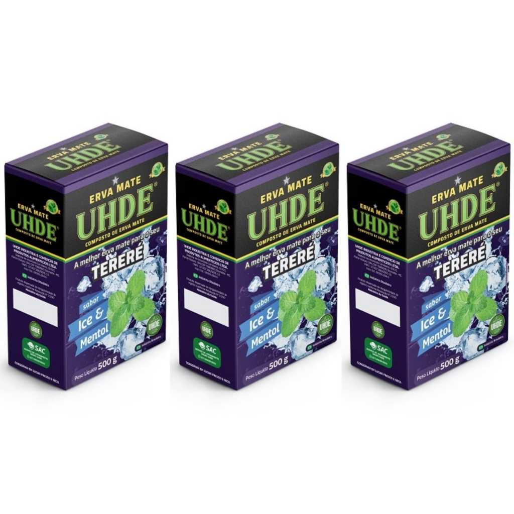 Erva Mate Tereré Ice Mentol UHDE 500g - 3 Unidades em Oferta na Shopee