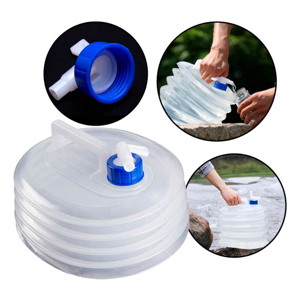 Galão Dobrável Retrátil Com Torneira 5-10-15 Litros Para Camping Praia Viagens