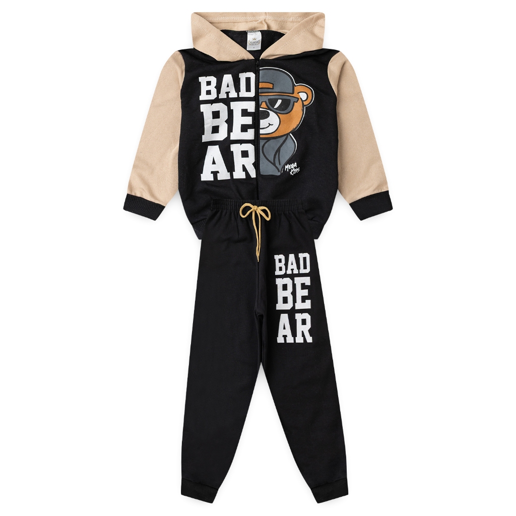 Conjunto Moletom Peluciado Infantil Masculino Bad Bear - Preto em Oferta na Shopee