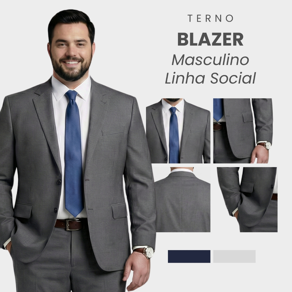 Blazer Masculino Paleto Plus Size Italiano Luxo Social Premium Microfibra Elastano Terno Classico Visual Elegante
