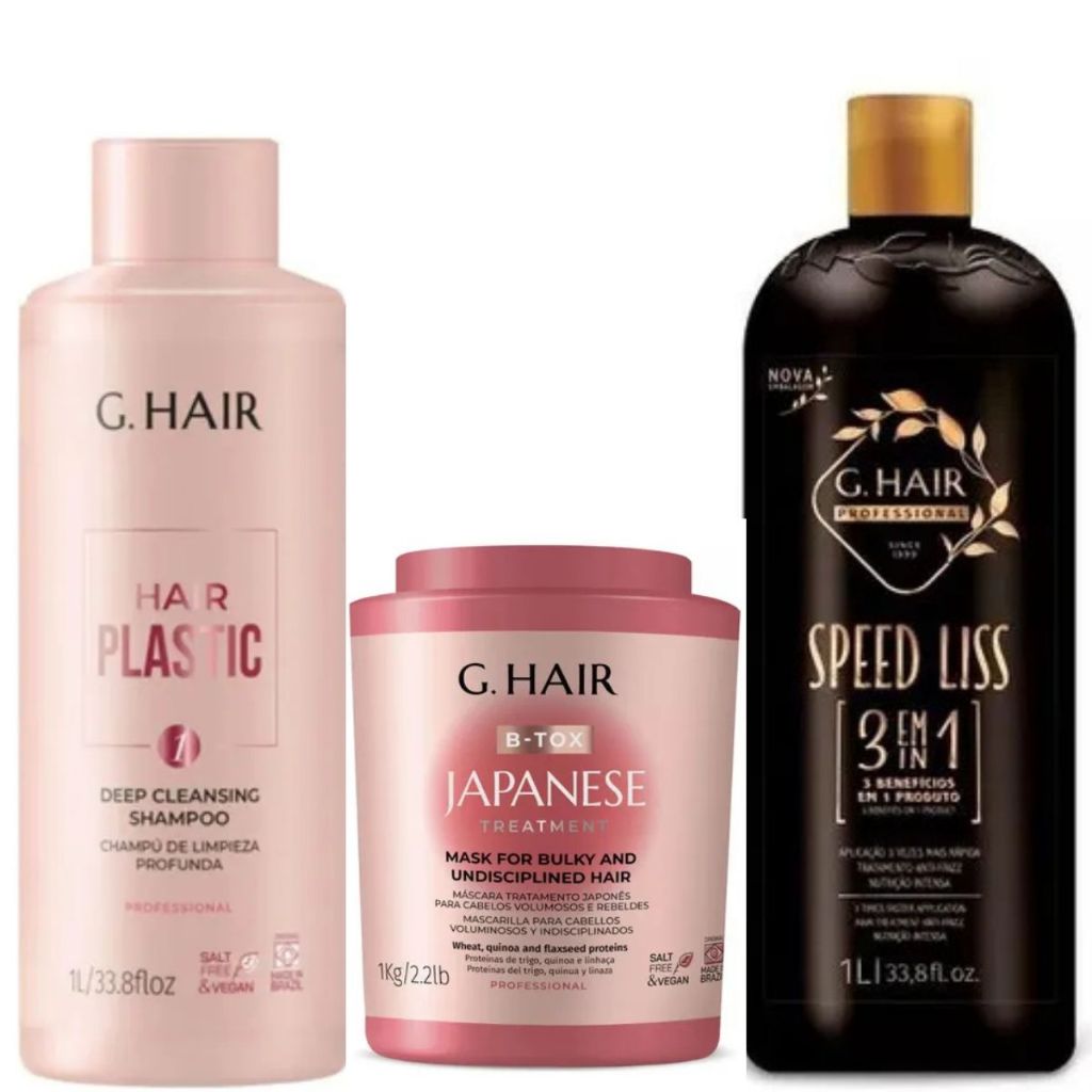 GHAIR HAIR PLASTIC SH 1 LITRO+ SPEED LISS 3 EM 1 1L+ BOTOX JAPONES 1KG