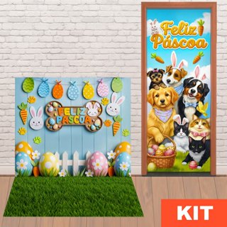 Kit Fundo Fotográfico Pet Cenário Páscoa Sublimado Em Tecido + Capa de Porta Decorativa - Decoração Pet Shop em Oferta na Shopee