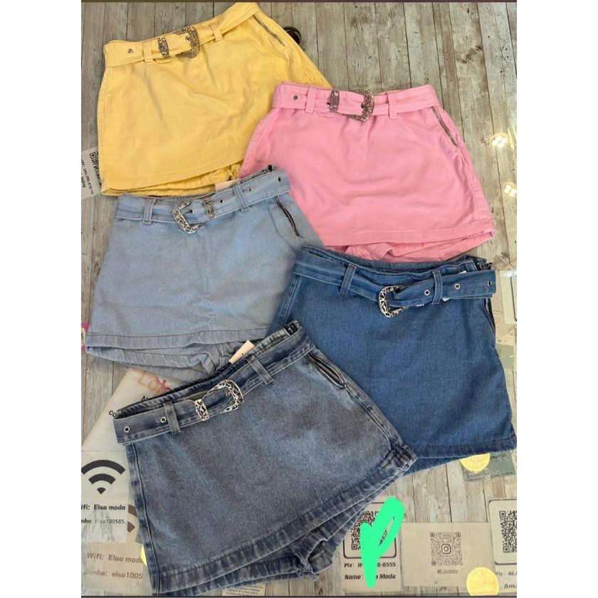 Short saia com cinto