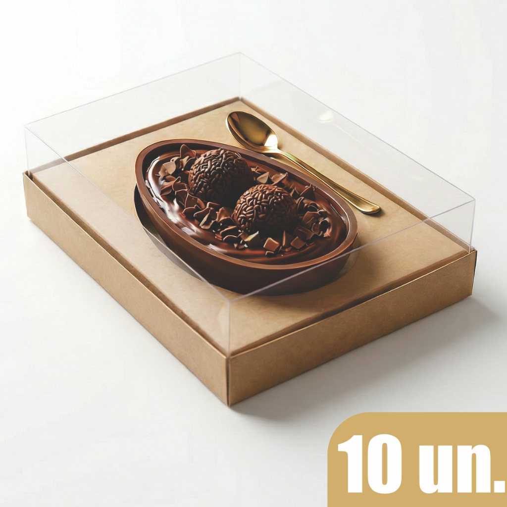 Caixa Embalagem Para Ovo De Colher Gourmet 250g 350g 100g 150g Branco Kraft Acetato Transparente Premium 10 unidades em Oferta na Shopee