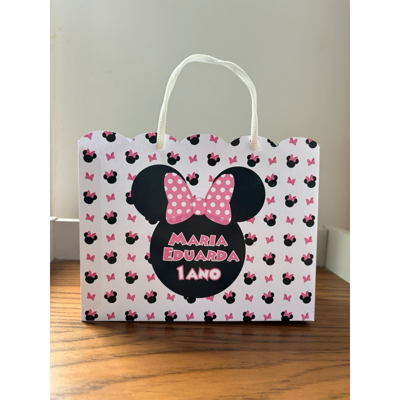 Sacola personalizada Minnie Rosa e Minnie Azul - PEGUE E MONTE - Sacolinha personalizada para festa. em Oferta na Shopee