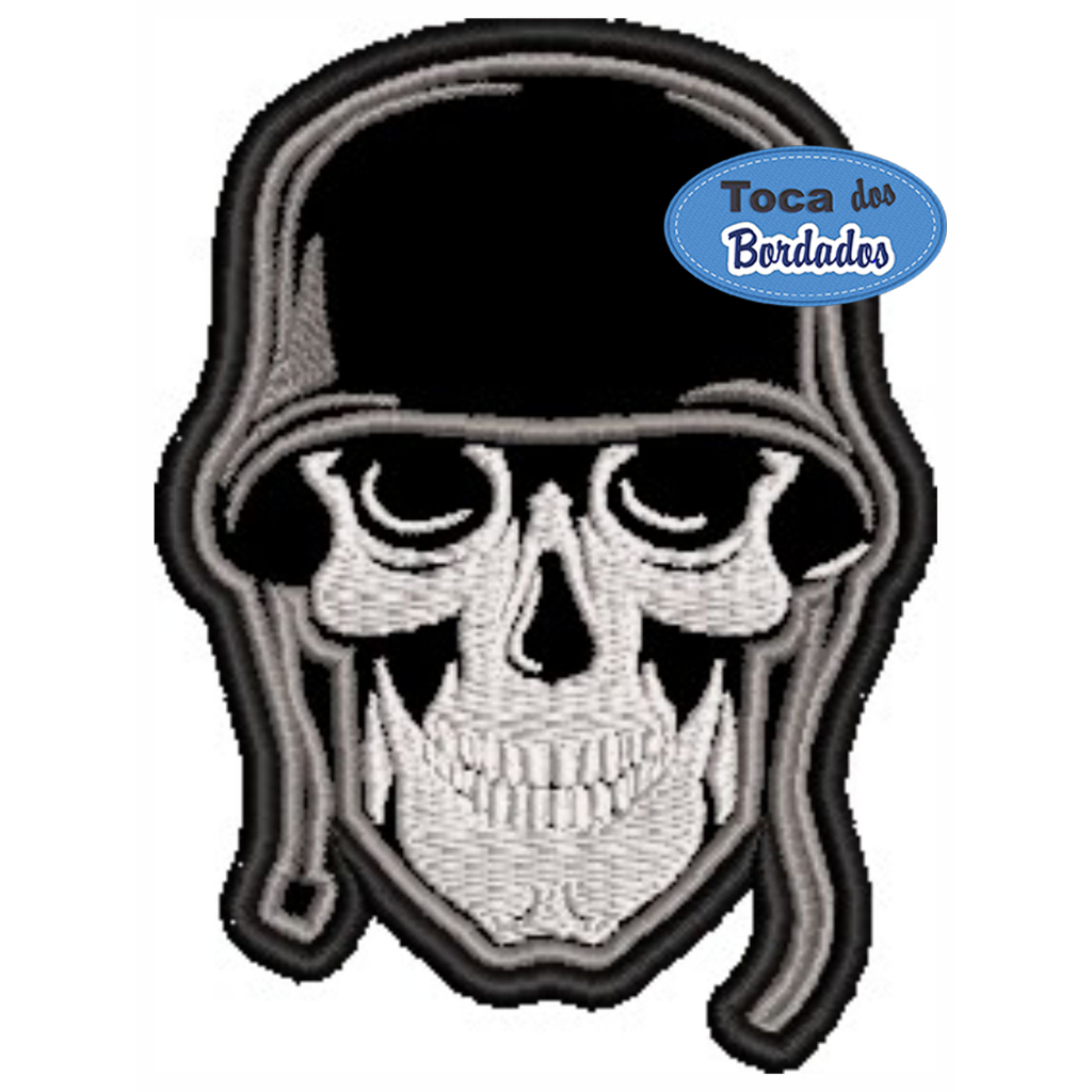 Patch bordado caveira com capacete 8x7 cm cód.6628