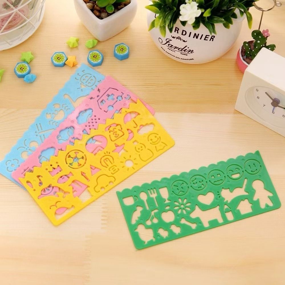 4pçs / Conjunto Réguas Criativas Para Desenho Infantil Material De Papelaria/ kit régua para desenho em Oferta na Shopee